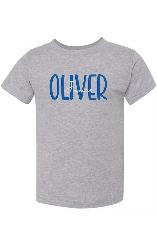 Personalized Boys Name Shirt – Custom First & Middle Name Tee (Grey Only)