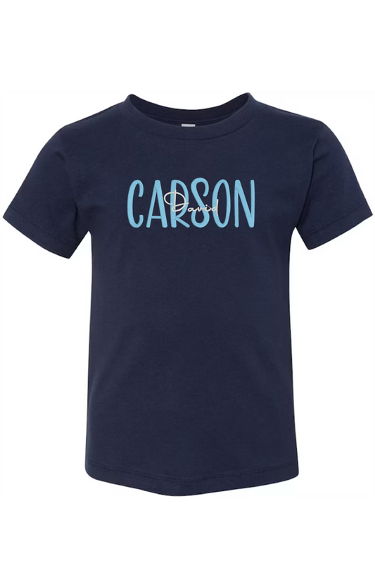 Personalized Boys Name Shirt – Custom First & Middle Name Tee (Navy Only)