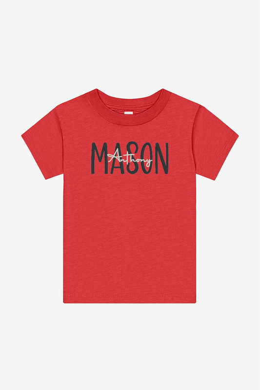 Personalized Boys Name Shirt – Custom First & Middle Name Tee (Red Only)